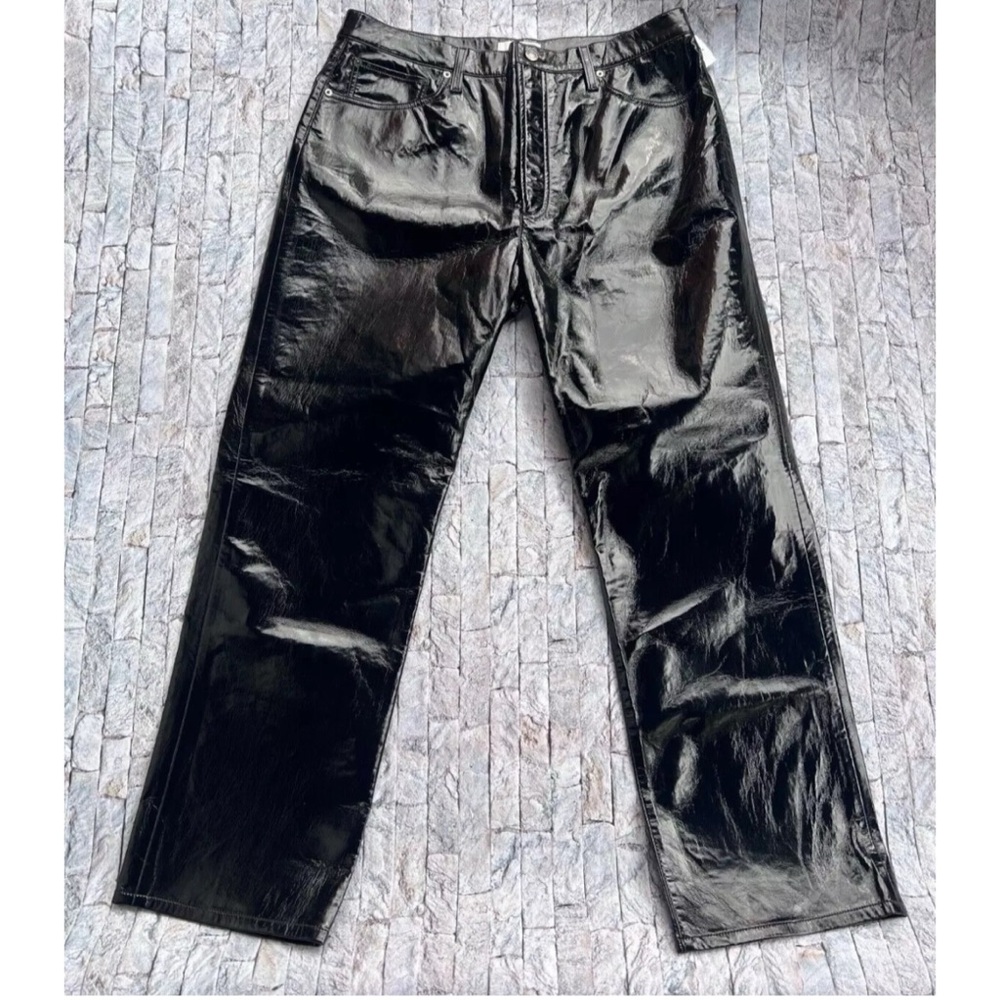 AGOLDE 90s Pinch Waist Recycled Leather Pants High Rise Detox Sz 34 - Picture 3 of 11